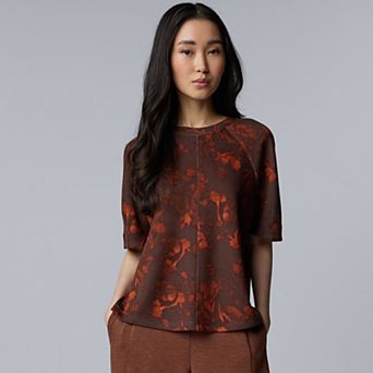 Women's Simply Vera Vera Wang Raglan Short Sleeve Luxe Cozy Knit Top