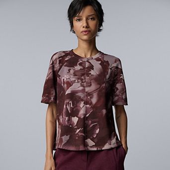 Women's Simply Vera Vera Wang Raglan Short Sleeve Luxe Cozy Knit Top