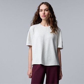 Women's Simply Vera Vera Wang Raglan Short Sleeve Luxe Cozy Knit Top