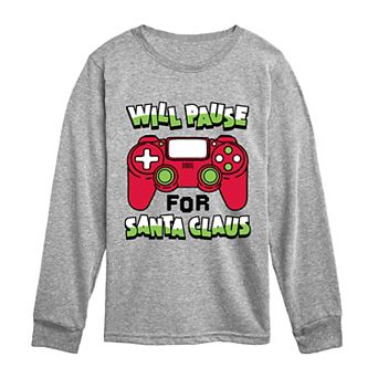 Boys 8-20 Will Pause For Santa Claus Graphic Long Sleeve Tee