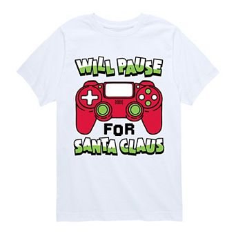 Boys 8-20 Will Pause For Santa Claus Short Sleeve Graphic Tee