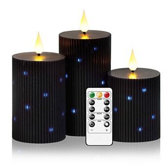 LED Candles with Star String Real Wax Remote Timer Flickering Pillar Flameless Home Decor
