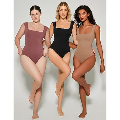 Avidlove Bodysuits for Women Square Neck Body Suit Double Lined Tank Top Bodysuit Soft