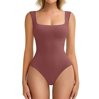 Avidlove Bodysuits for Women Square Neck Body Suit Double Lined Tank Top Bodysuit Soft