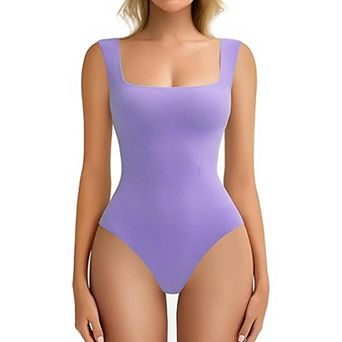 Avidlove Bodysuits for Women Square Neck Body Suit Double Lined Tank Top Bodysuit Soft