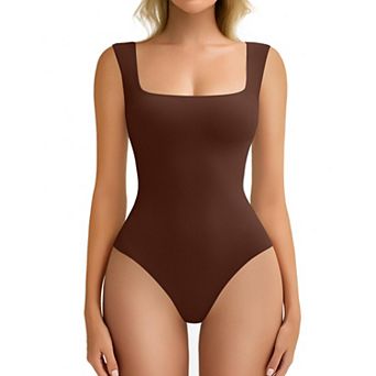 Avidlove Bodysuits for Women Square Neck Body Suit Double Lined Tank Top Bodysuit Soft