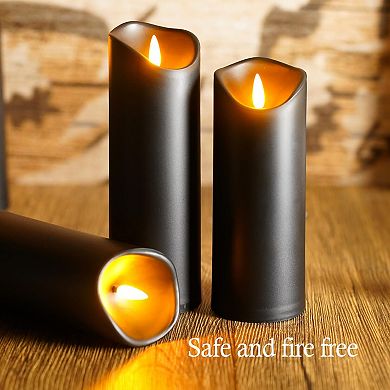 Flameless LED Candles with Remote Timer, Realistic 3D Wick, Battery Operated Pillar Candles Set of 9