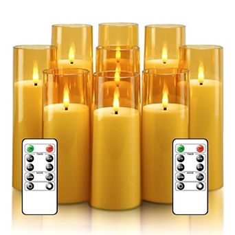 Flameless LED Candles with Remote Timer, Realistic 3D Wick, Battery Operated Pillar Candles Set of 9