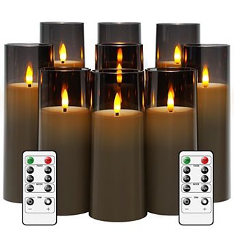 Flameless LED Candles with Remote Timer, Realistic 3D Wick, Battery Operated Pillar Candles Set of 9