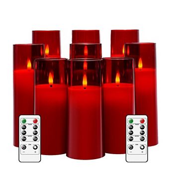Flameless LED Candles with Remote Timer, Realistic 3D Wick, Battery Operated Pillar Candles Set of 9