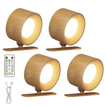 LED Wall Sconce Rechargeable Magnetic 360° Rotating Dimmable Remote Control Wireless Bedroom Reading