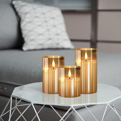 Glass LED Candles with Remote Timer, Battery Operated Flickering Flameless Candles for Home Decor