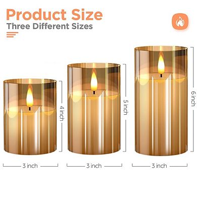 Glass LED Candles with Remote Timer, Battery Operated Flickering Flameless Candles for Home Decor