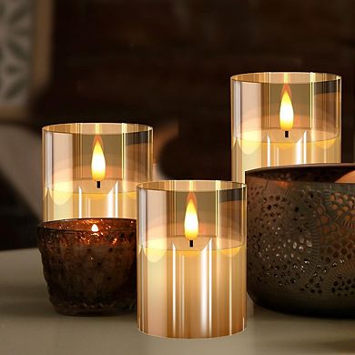 Glass LED Candles with Remote Timer, Battery Operated Flickering Flameless Candles for Home Decor