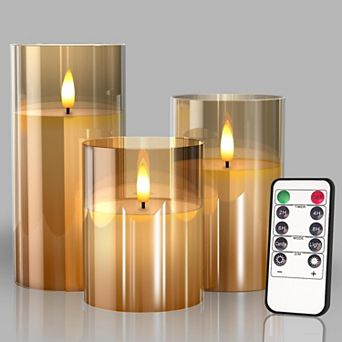Glass LED Candles with Remote Timer, Battery Operated Flickering Flameless Candles for Home Decor