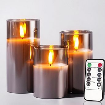 Glass LED Candles with Remote Timer, Battery Operated Flickering Flameless Candles for Home Decor