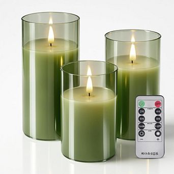Glass LED Candles with Remote Timer, Battery Operated Flickering Flameless Candles for Home Decor