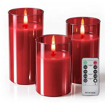 Glass LED Candles with Remote Timer, Battery Operated Flickering Flameless Candles for Home Decor