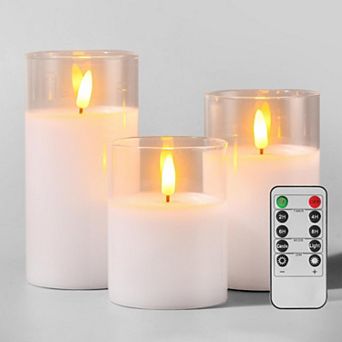 Glass LED Candles with Remote Timer, Battery Operated Flickering Flameless Candles for Home Decor