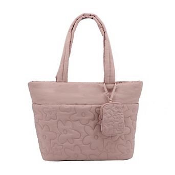 MYTAGALONGS Trolley Floral Diamond Quilt Tote Bag & Pouch Set