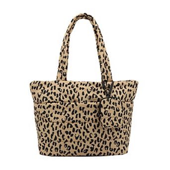 MYTAGALONGS Modern Leopard Diamond Quilt Tote Bag & Pouch Set