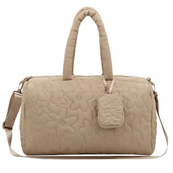 MYTAGALONGS Minimal Floral Quilt Duffel Bag