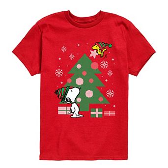 Boys 8-20 Peanuts Snoopy & Woodstock Christmas Tree Short Sleeve Graphic Tee