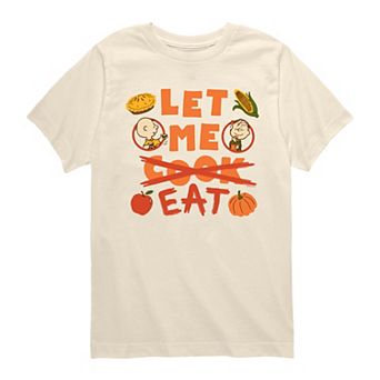 Boys 8-20 Peanuts “Let Me Eat” Thanksgiving Food Short Sleeve Graphic Tee