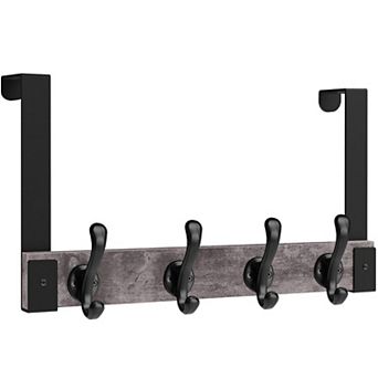 Over The Door Hooks Heavy Duty Wood Towel Rack Bathroom Rustic Coat Hanger Clothes Hats Bags