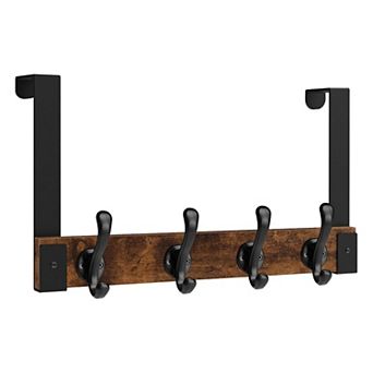Over The Door Hooks Heavy Duty Wood Towel Rack Bathroom Rustic Coat Hanger Clothes Hats Bags
