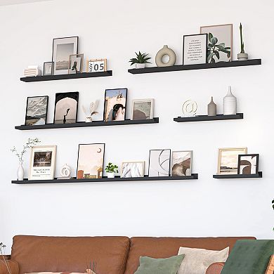 Picture Ledge Shelf Floating Shelves Set of 2 36 Inch Wall Mounted Photo Frame Display Bookshelf