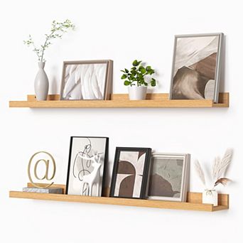 Picture Ledge Shelf Floating Shelves Set of 2 36 Inch Wall Mounted Photo Frame Display Bookshelf