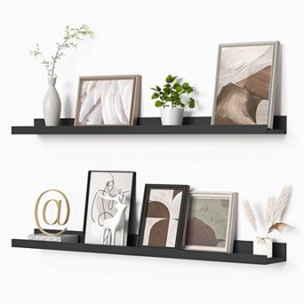 Picture Ledge Shelf Floating Shelves Set of 2 36 Inch Wall Mounted Photo Frame Display Bookshelf