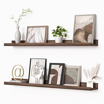 Picture Ledge Shelf Floating Shelves Set of 2 36 Inch Wall Mounted Photo Frame Display Bookshelf