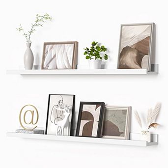 Picture Ledge Shelf Floating Shelves Set of 2 36 Inch Wall Mounted Photo Frame Display Bookshelf