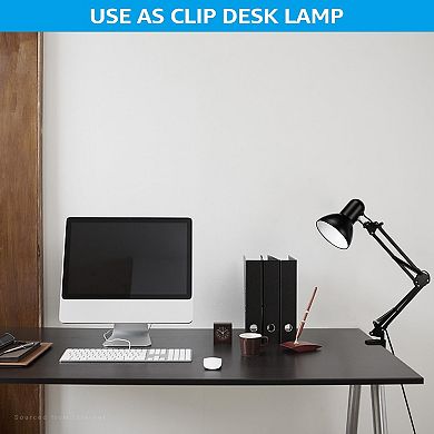 Metal Desk Lamp with Clamp Swing Arm Adjustable Gooseneck Architect Table Light E26 Base Multi-joint