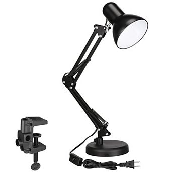 Metal Desk Lamp with Clamp Swing Arm Adjustable Gooseneck Architect Table Light E26 Base Multi-joint