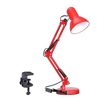 Metal Desk Lamp with Clamp Swing Arm Adjustable Gooseneck Architect Table Light E26 Base Multi-joint