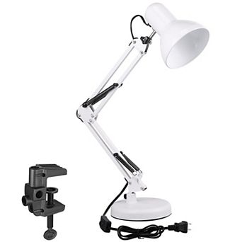Metal Desk Lamp with Clamp Swing Arm Adjustable Gooseneck Architect Table Light E26 Base Multi-joint
