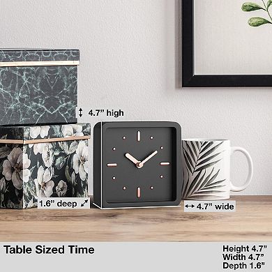 Mid Century Modern Desk Clock Silent Analog Small Tabletop Shelf Nightstand Office 4.7"