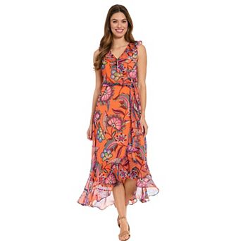 Women's London Times Side Tie Ruffle Wrap Dress