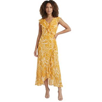 Women's London Times Side Tie Ruffle Wrap Dress