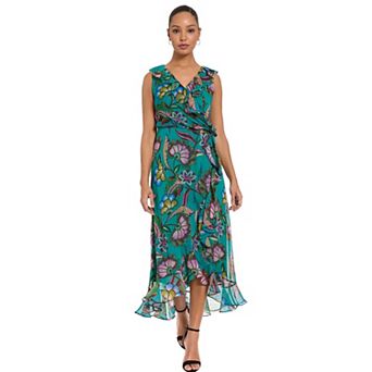 Women's London Times Side Tie Ruffle Wrap Dress