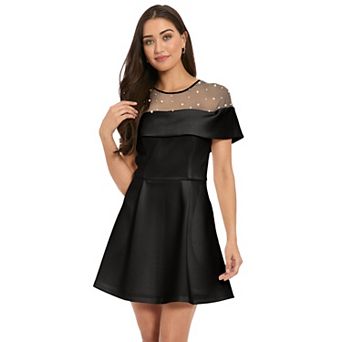 Women's London Times Pearled Yoke Fit And Flare Mini Dress