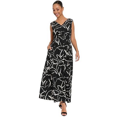 Женские платья London Women's London Times Smocked V-Neck Maxi Dress