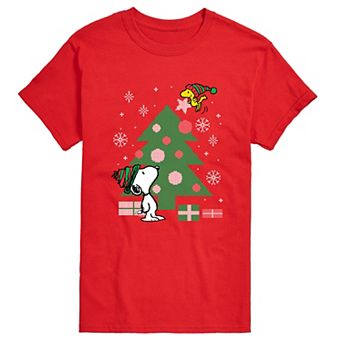 Big & Tall Peanuts Snoopy & Woodstock Christmas Tree Short Sleeve Graphic Tee
