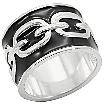 Alamode 925 Sterling Silver Epoxy Chain Ring