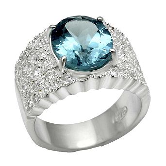 Alamode 925 Sterling Silver Synthetic Spinel Cocktail Ring