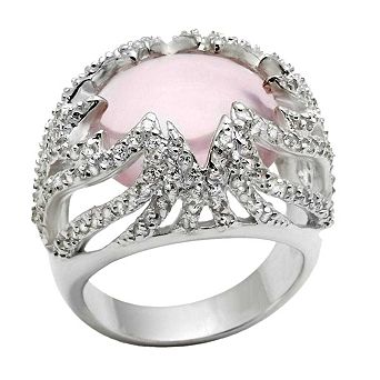 Alamode 925 Sterling Silver Glass Ring