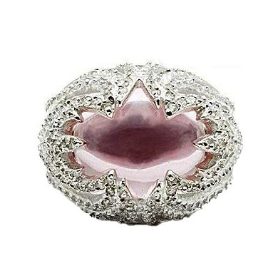 Alamode 925 Sterling Silver Glass Ring